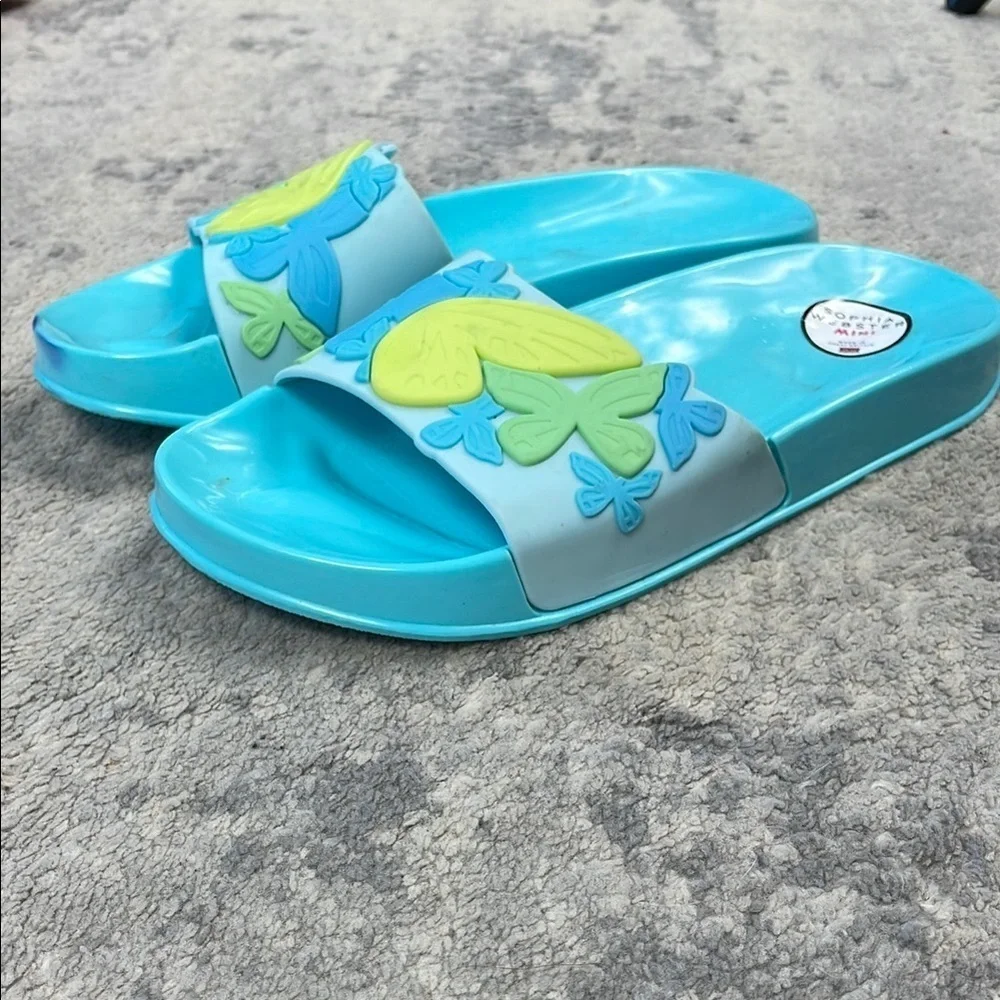 Sophia Webster Mini Junior Blue Butterfly Jelly Sandal Kids Slide Sz UK 3